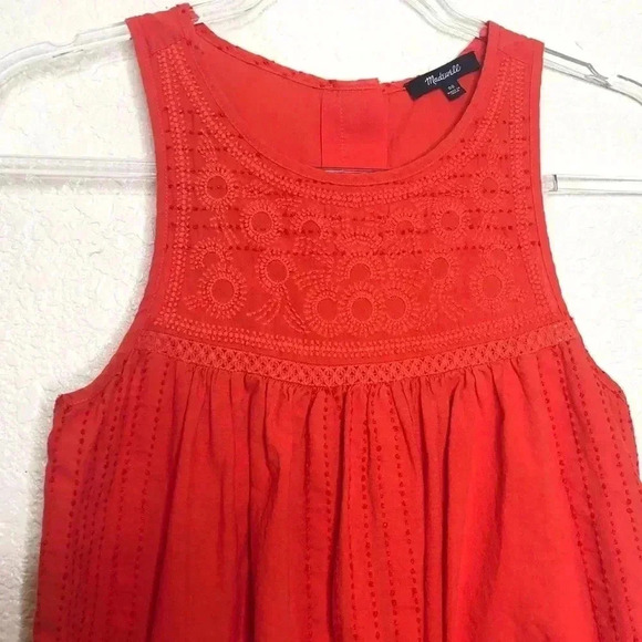 2/$25 Madewell Red Embroidered Swing Tank Top - Picture 7 of 8
